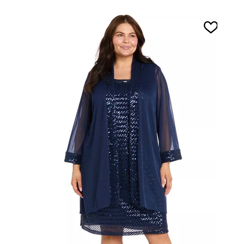 Dressy Elegant R&M Richard's  Jeweled Sheer Topper Plus Size W